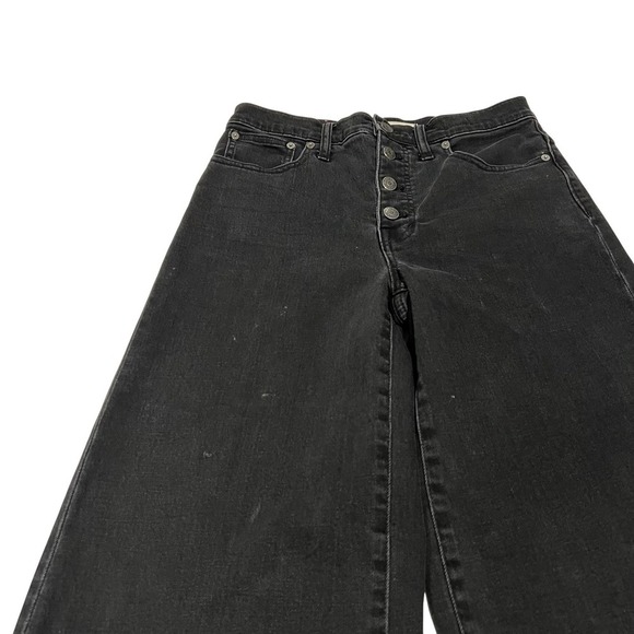 Madewell Wide-Leg Crop Black Women's Size 28 Button-Front - Picture 12 of 14